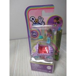 Polly pocket mini purple car set hedgehog girl doll pet